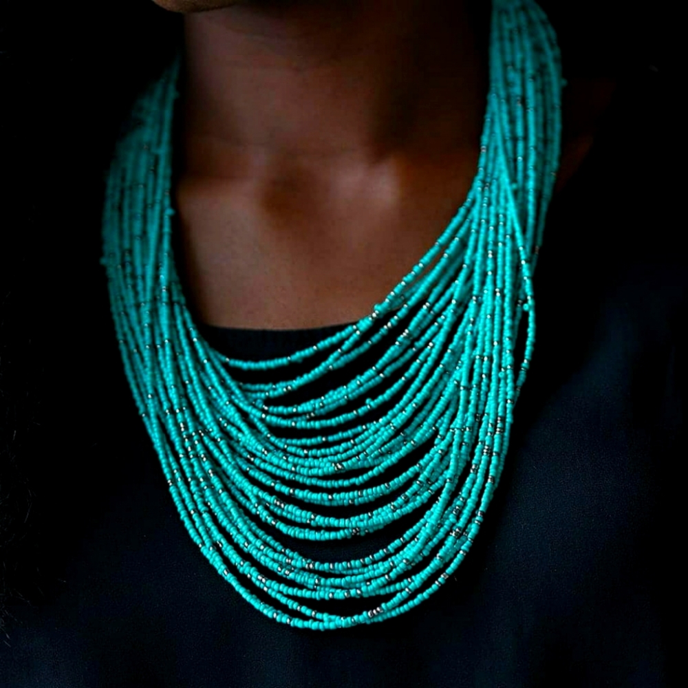 Rio Rainforest Blue Turquoise Seed Beads Necklace Set
